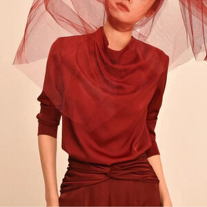 Rag & Bone Patterned Audrey Long Sleeve Silk Cowl Top